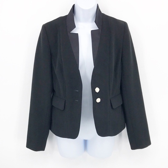 J Peterman Womens 4Blazer Black 2 Button Single Breasted Tuxedo Jacket NWT